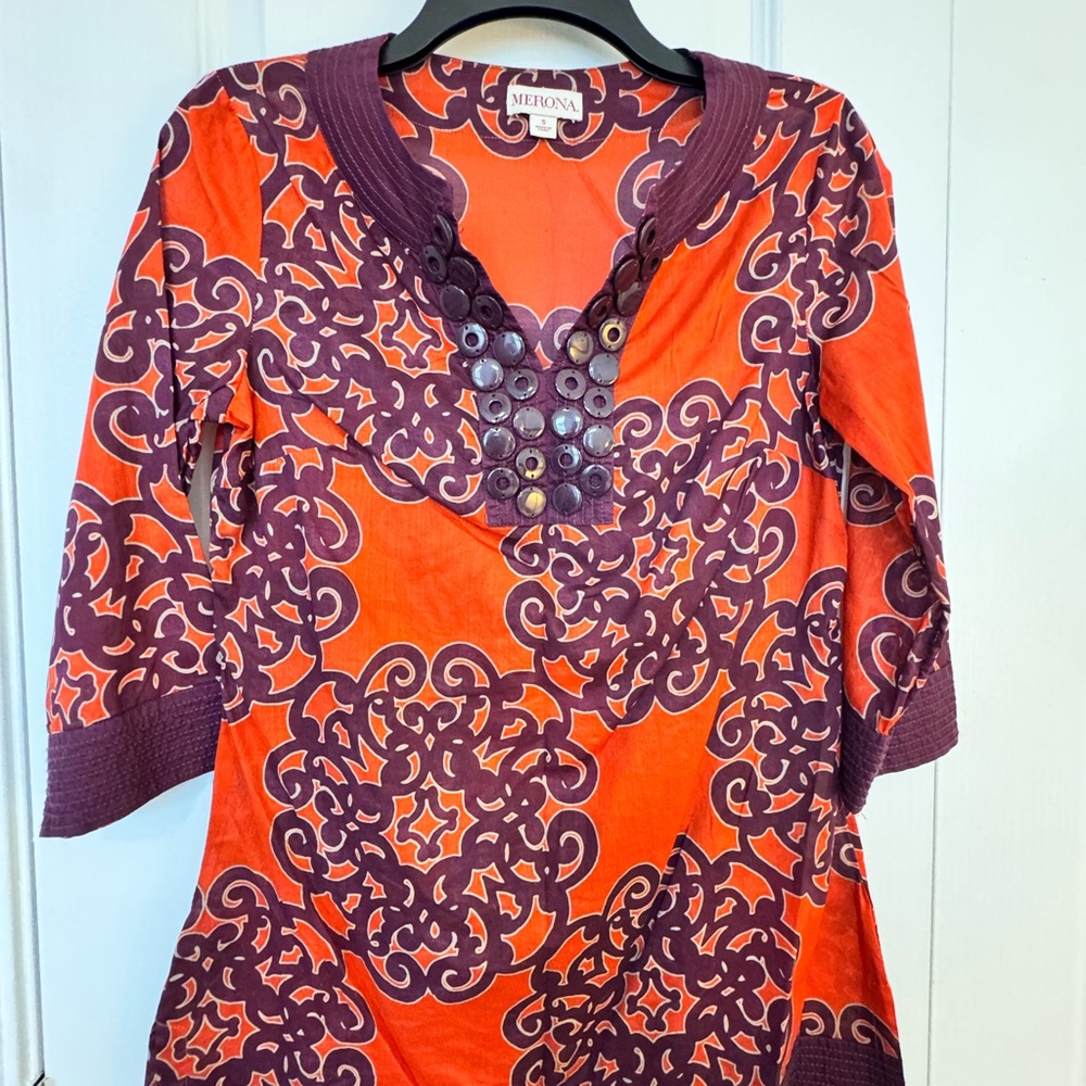 Merona Women's Top in Bold Orange and Purple